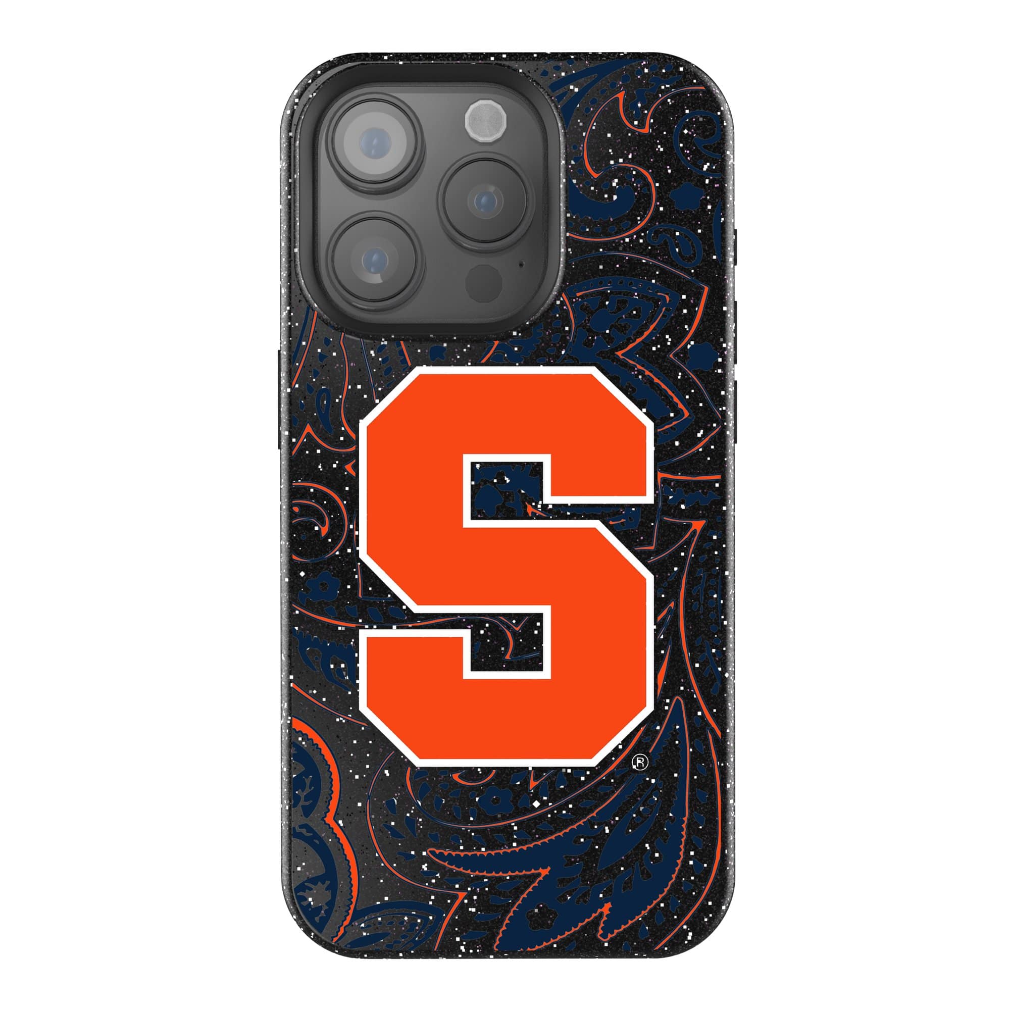 Keyscaper - NCAA - Syracuse Orange Paisley Bling iPhone Case - 14 - Black