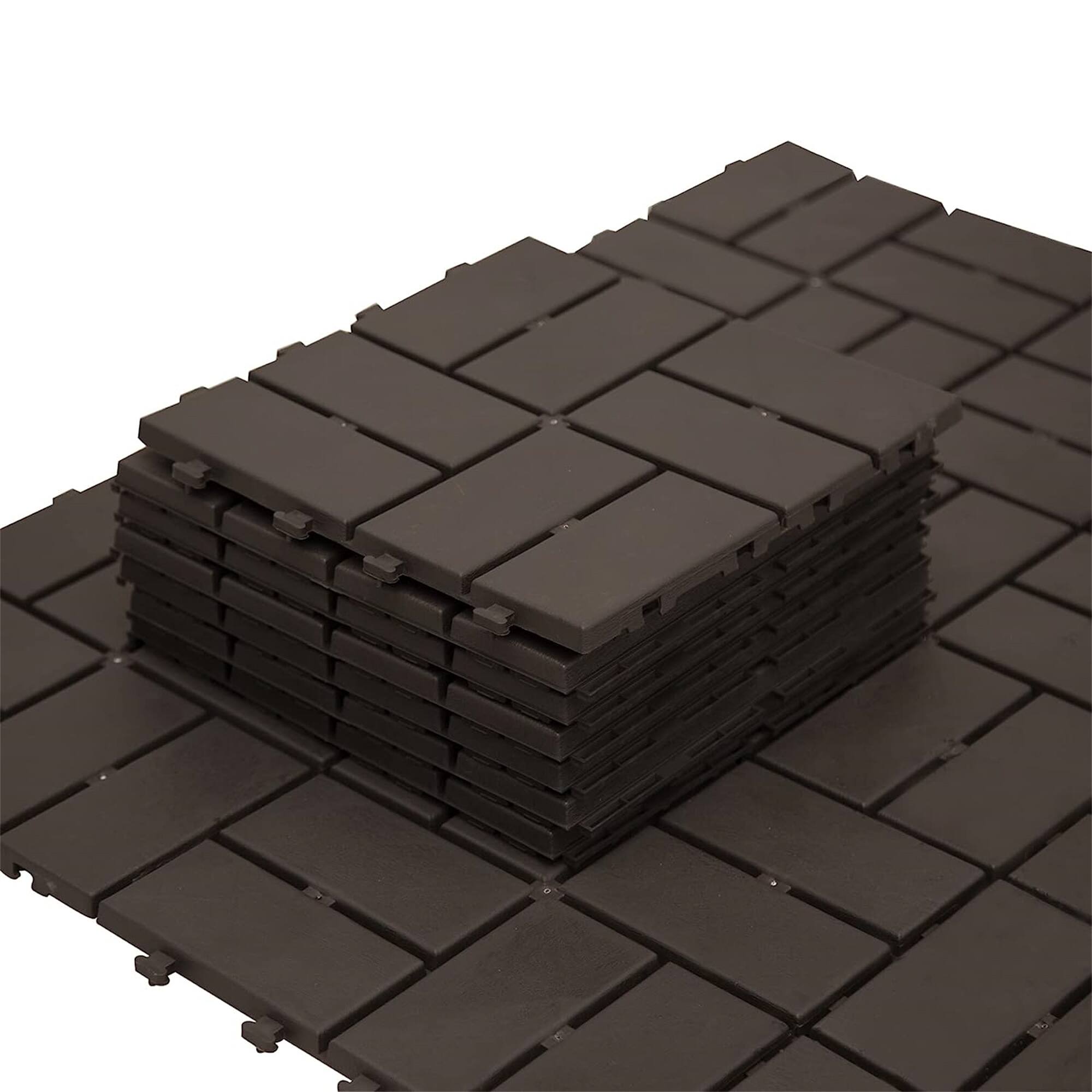 Angle. APRILSOUL - 27pcs 12x12in Composite Interlocking Deck Tiles Checked Plastic Brown - Brown.