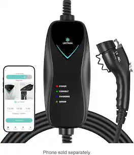 Lectron - J1772 Level 1 NEMA 5-15 Electric Vehicle (EV) WiFi Charger-up to 15A-16' - Black