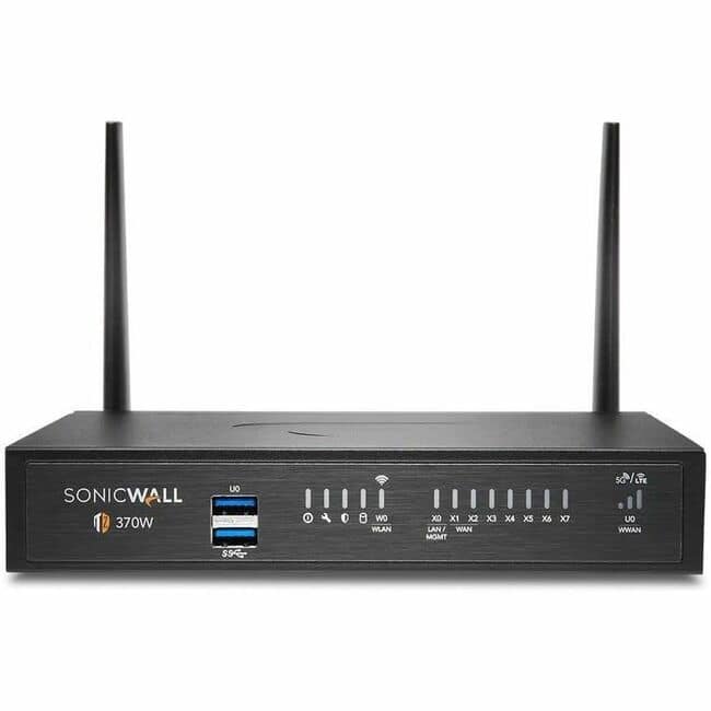 SonicWall - TZ370W Network Security/Firewall Appliance - Intrusion Prevention - 8 Port - 1000Base-T - Gigabit Ethernet - 3 - Black