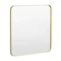 LOVMOR - Tempered Glass Rounded Rectangle Framed Wall-Mounted Bathroom Vanity Mirror - 36" x 36" - Gold - Angle_Zoom