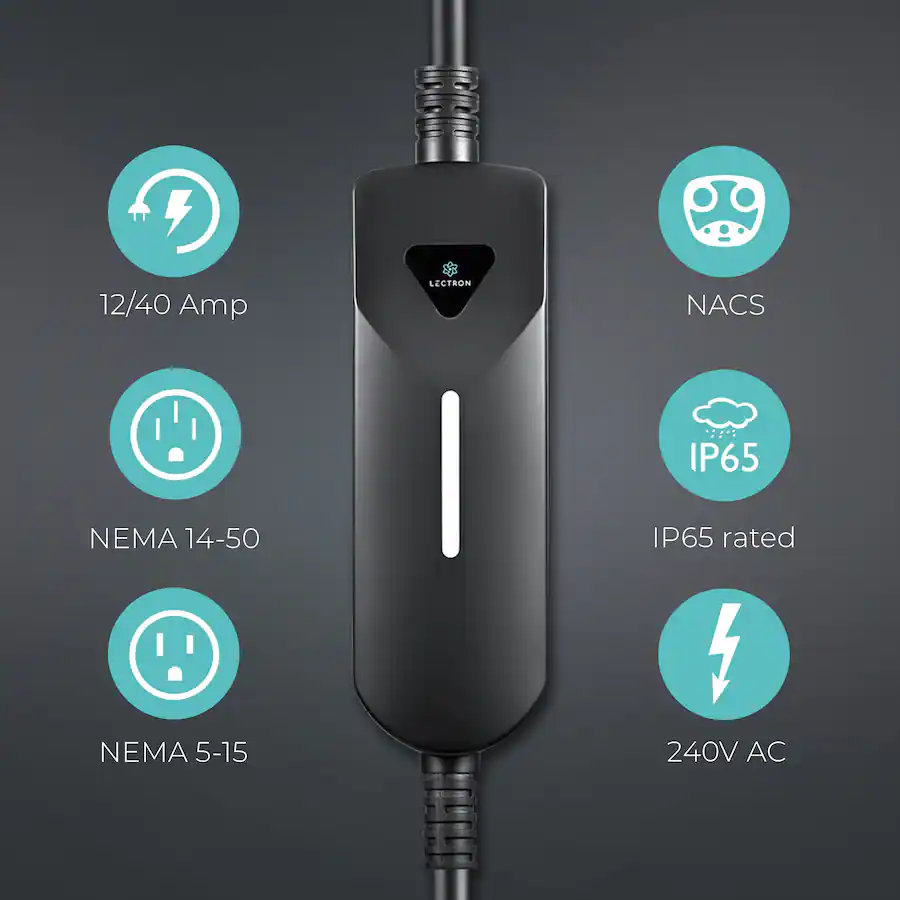 Lectron Tesla NACS Level 1/2 NEMA 14 50/5 15 Portable Electric Vehicle ...