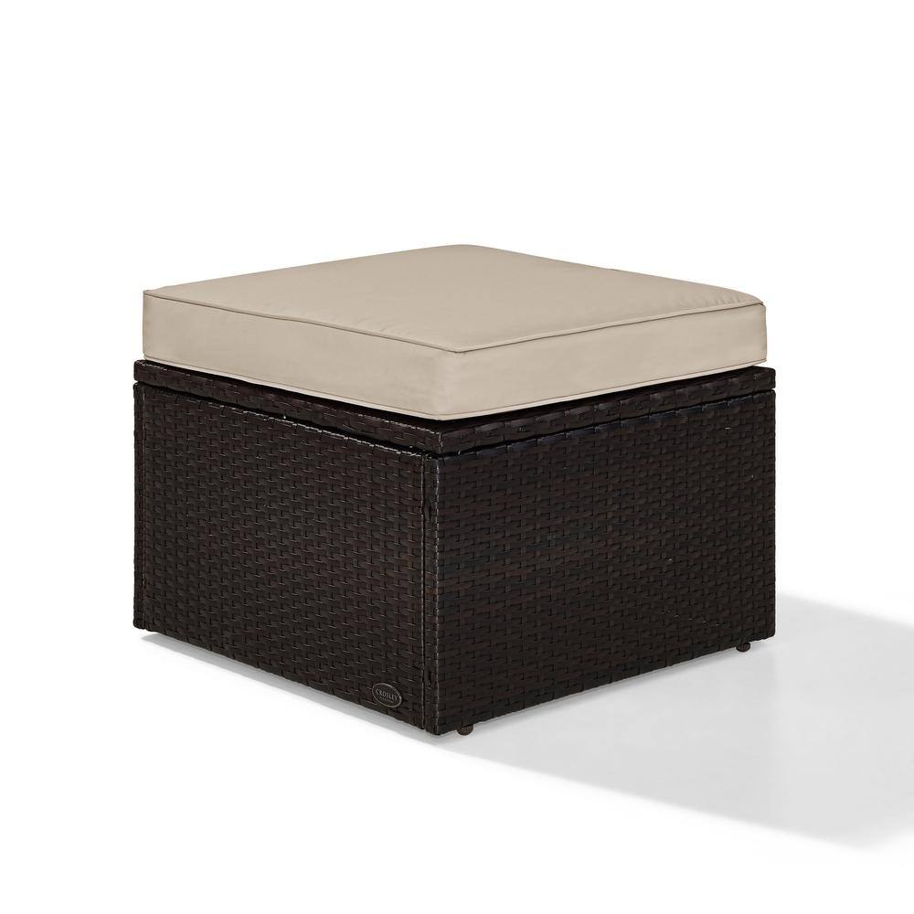Alt View 1. Crosley Furniture - Palm Harbor Wicker Outdoor Ottoman - Sand.