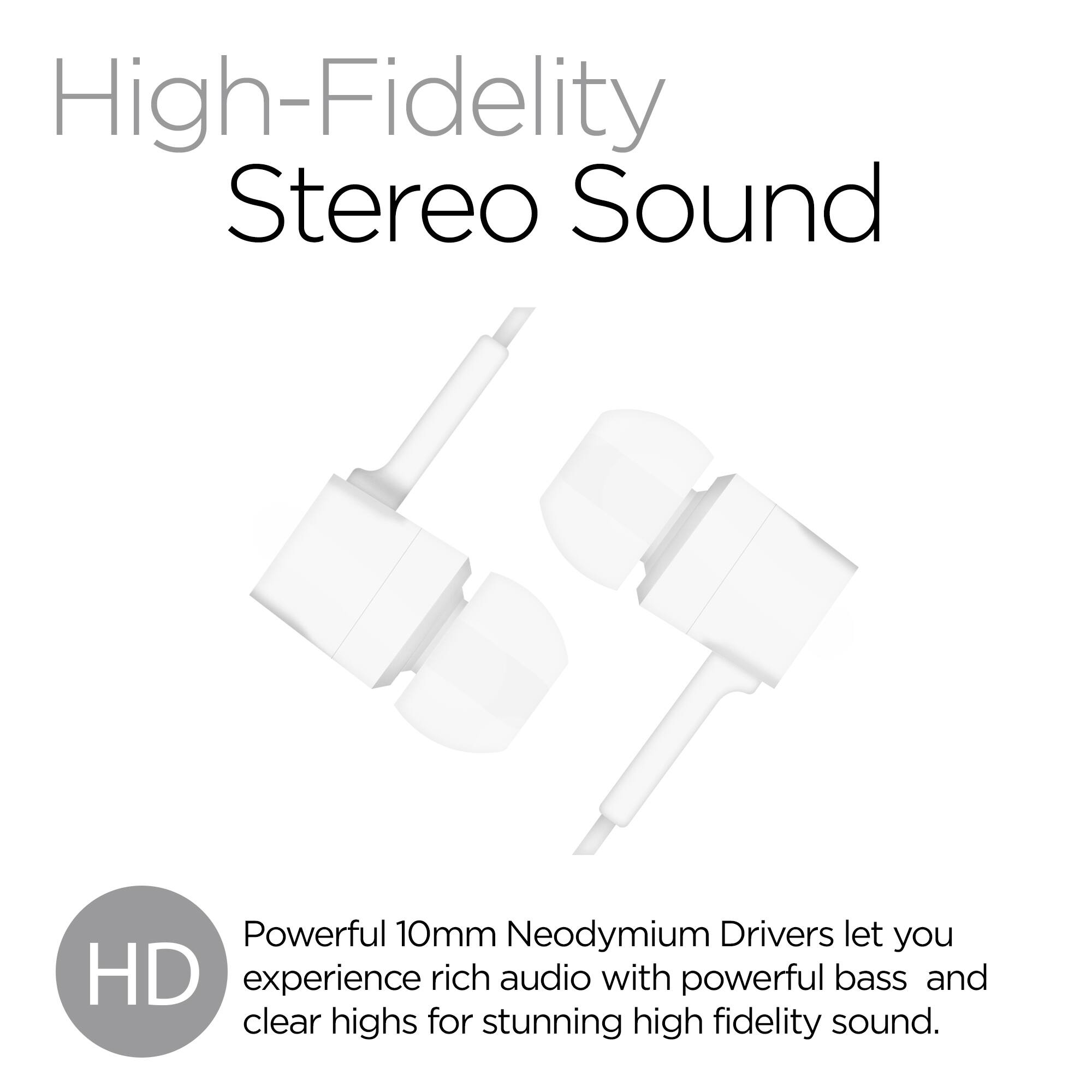 High-Fidelity Stereo Sound

Powerful 10mm Neodymium Drivers let you experience rich audio with powerful bass and clear highs for stunning high fidelity sound.