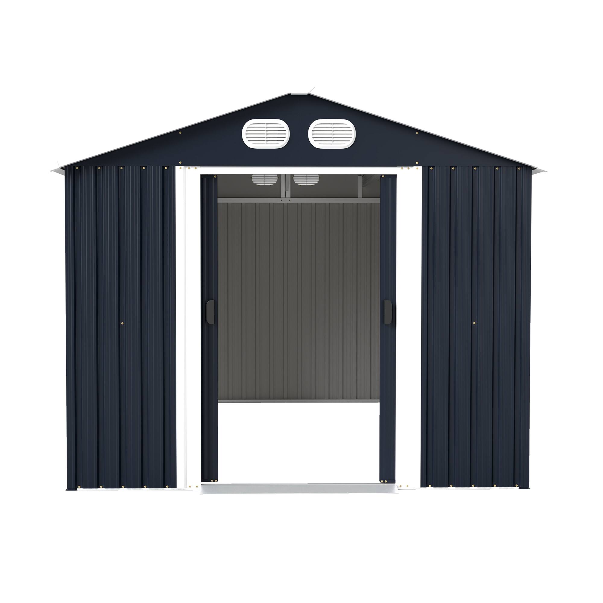 Alt View 10. Loheer - Loheer 8x12 Metal Storage Shed Outdoor Garden Tool Shed Waterproof Backyard Utility Shed Dark Gray.