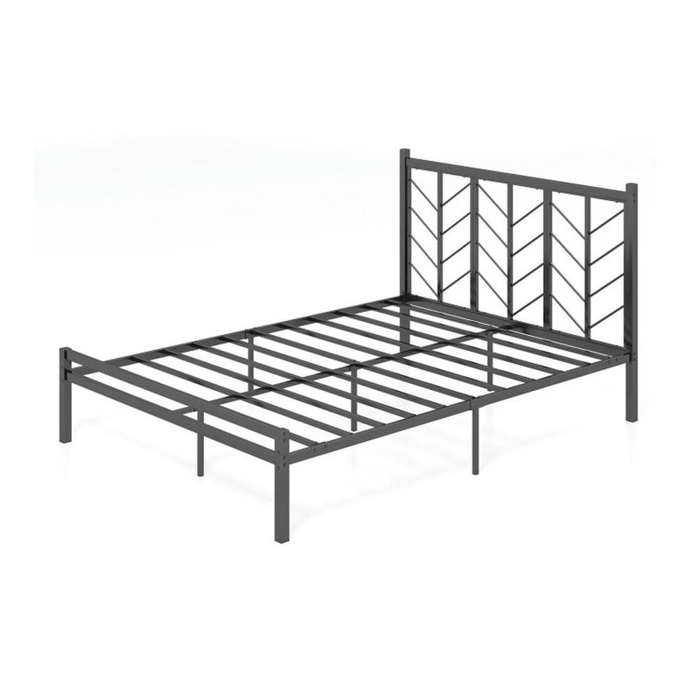 Kadyn - Modern BedFrame Bed Queen Size Platform Bed with Headboard and Metal FrameQueen Size - Black