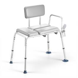 VEVOR - Tub Transfer Bench for Bathtub, 500 lbs Weight Capacity Heavy Duty Shower Chair with Arm and Backrest, Height Adjustable - White