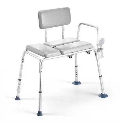 Front. VEVOR - Tub Transfer Bench for Bathtub, 500 lbs Weight Capacity Heavy Duty Shower Chair with Arm and Backrest, Height Adjustable - White.
