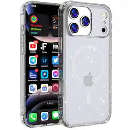Dteck - Magnetic for iPhone 17 Pro Max Case, Compatible with MagSafe, Translucent Matte Phone Cover - Glitter Clear