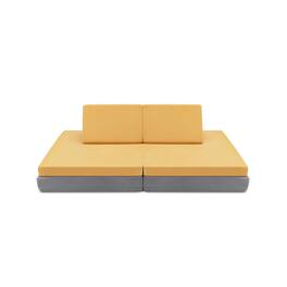 Pefilos - 4 Pieces Convertible Kids Couch Set with 2 Folding Mats- Kids Couch for Kids - Yellow