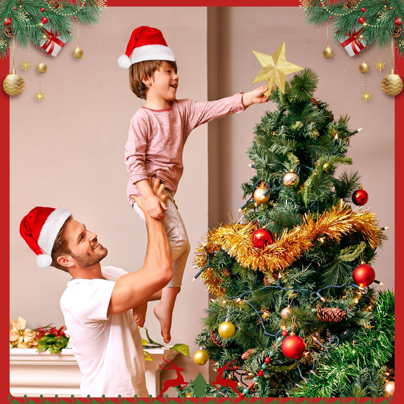 Alt View 2. Stylel Star - Glitter Christmas Star Tree Topper For Holiday Decorations Decoration Ornament And Home Decor Shatterproof Toppers - Silver-10 inches.