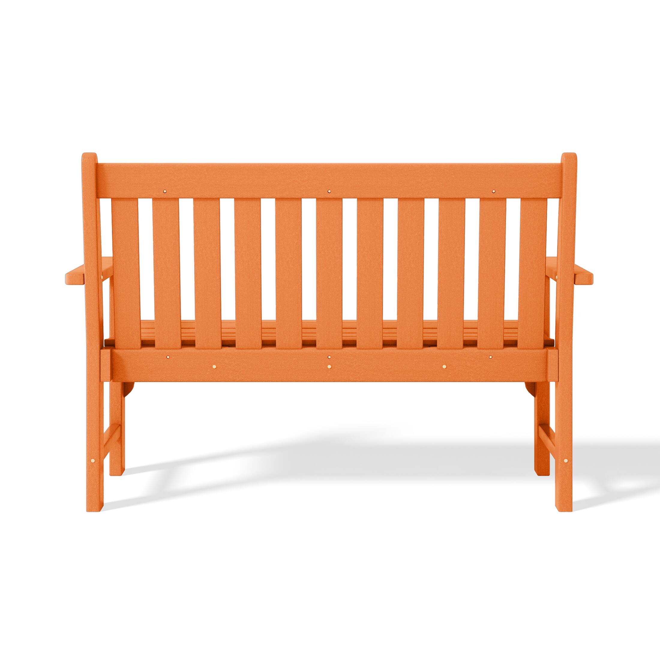 Alt View 3. WestinTrends - WestinTrends Malibu Outdoor 2-Person All-Weather HDPE Front Porch Garden Bench - Orange.