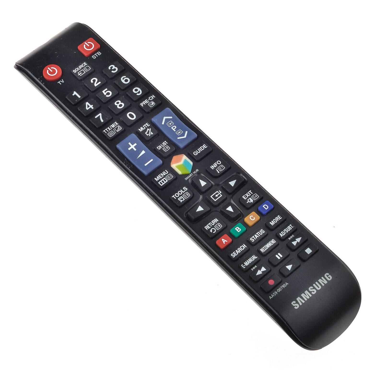 STB SOURCE 3 TV 2 6 1 5 9 4 8 PRE-CH T 7 0 I TTX/MIX MUTE   E + CH LIST  GUIDE   INFO HUB i MENU 0 E TRAME TOOLS   EXIT 40 8 D C MORE RETURN    AD/SUBT A STATUS - SEARCH RECOMMEND  E-MANUAL - AA59-00790A SAMSUNG