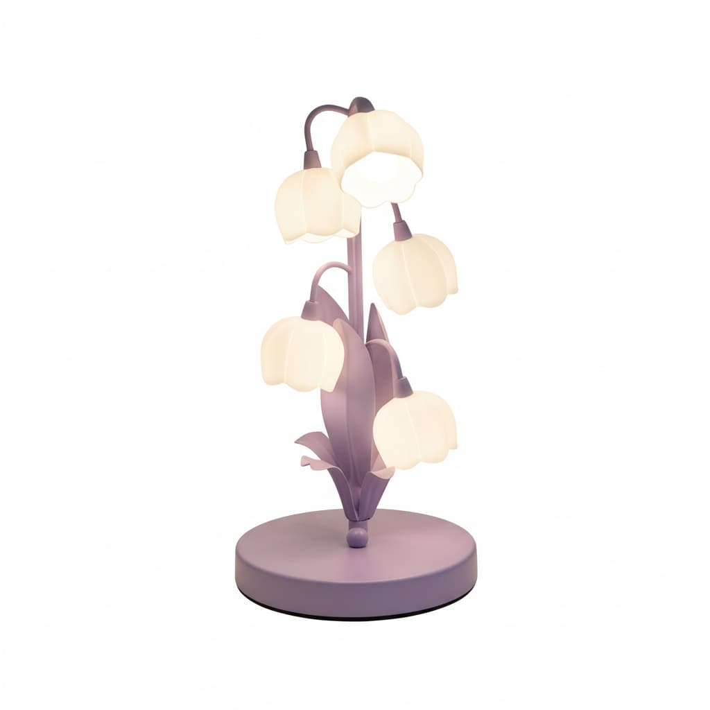 Front. FINEAK - 14.72" Purple Lily of The Valley Vintage Bedside Lamp.
