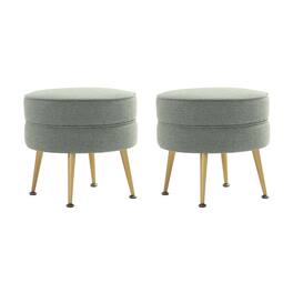 Manhattan Comfort - Bailey Mid-Century Modern Upholstered Accent Ottoman - Set of 2 - Sage Green