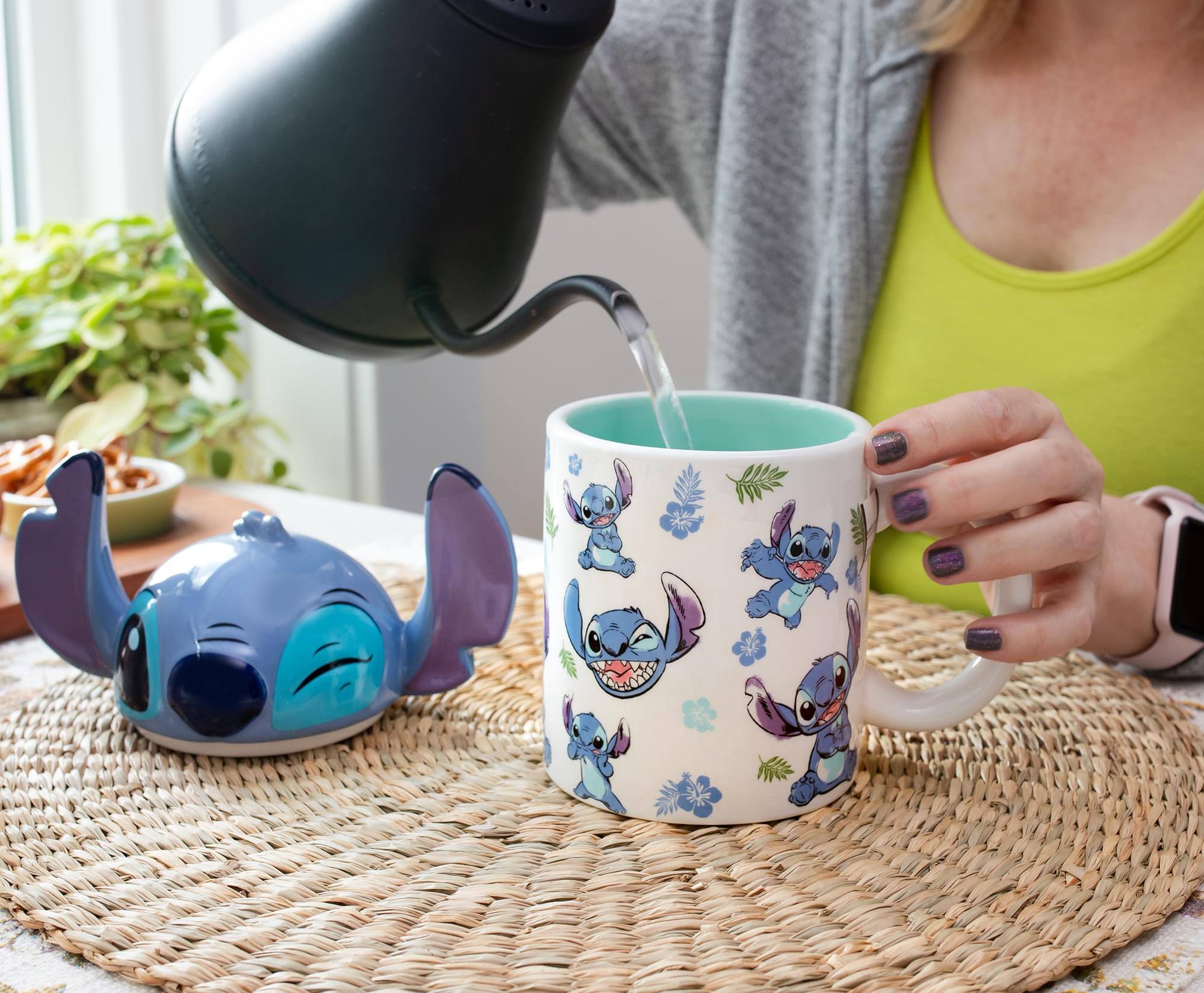 Alt View 5. Silver Buffalo - Disney Lilo & Stitch Ceramic Mug With Sculpted Topper | Holds 18 Ounces - Blue.