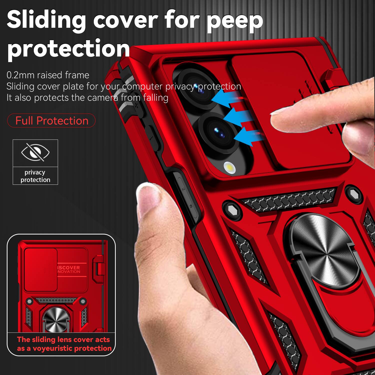 Dteck For Samsung Galaxy Z Fold8 Heavy Duty Rugged Case Sliding Lens ...