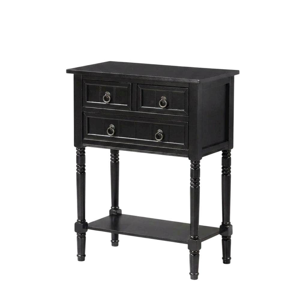 FurniFact - Hall Table, Rubberwood and MDF - Black
