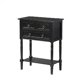 FurniFact - Hall Table, Rubberwood and MDF - Black