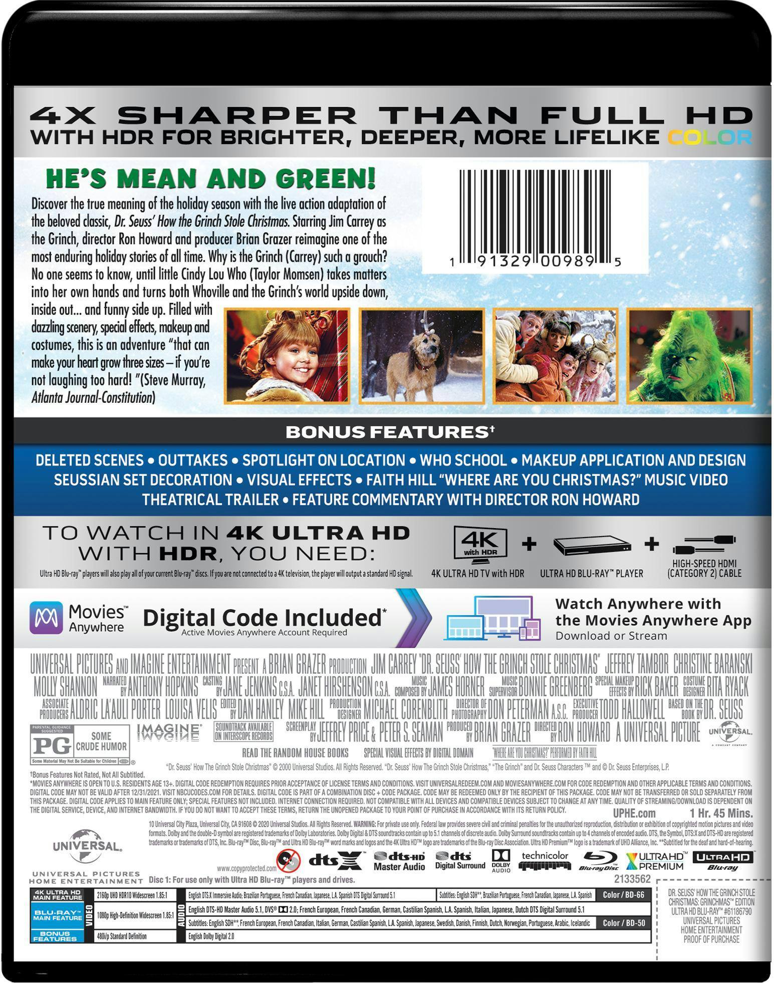 Back. Dr. Seuss' How The Grinch Stole Christmas (Grinchmas Edition - 4K Ultra HD) [UHD].