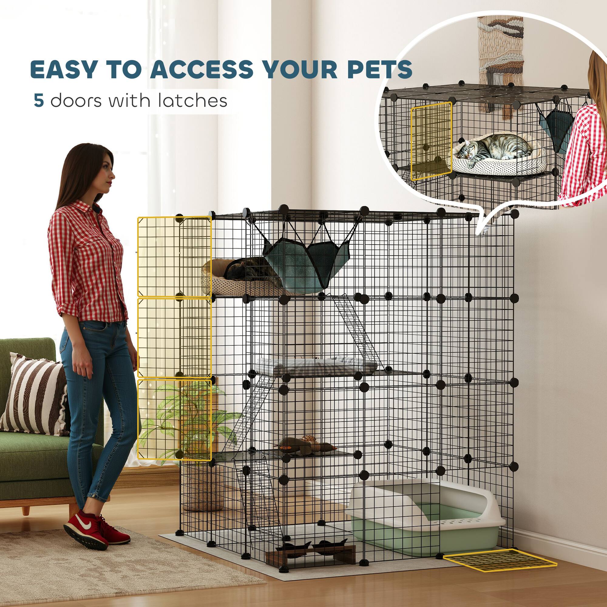 EASY TO ACCESS YOUR PETS  
5 doors with latches
