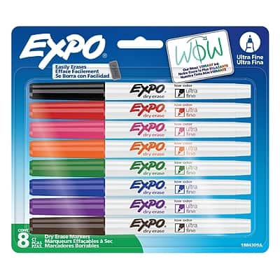 Expo - Low Odor Dry Erase Marker, Ultra Fine Tip, 8/Pack (1884309) - Assorted Colors price history on PriceWatchPro
