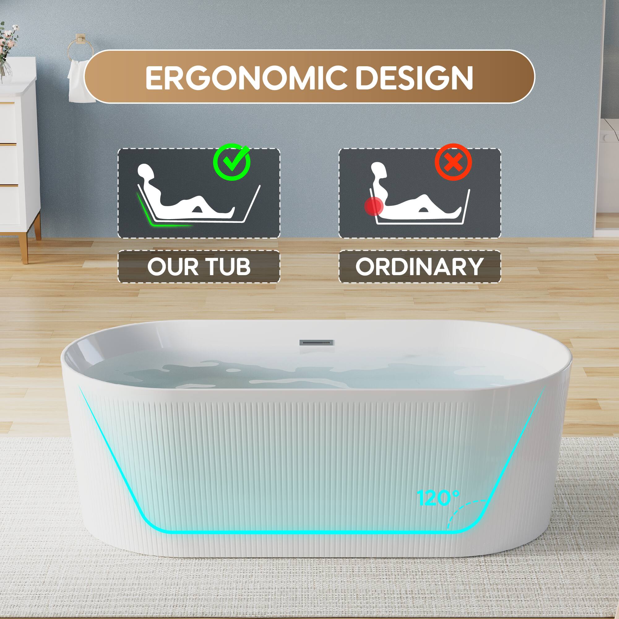 ERGONOMIC DESIGN

OUR TUB

ORDINARY

120°
