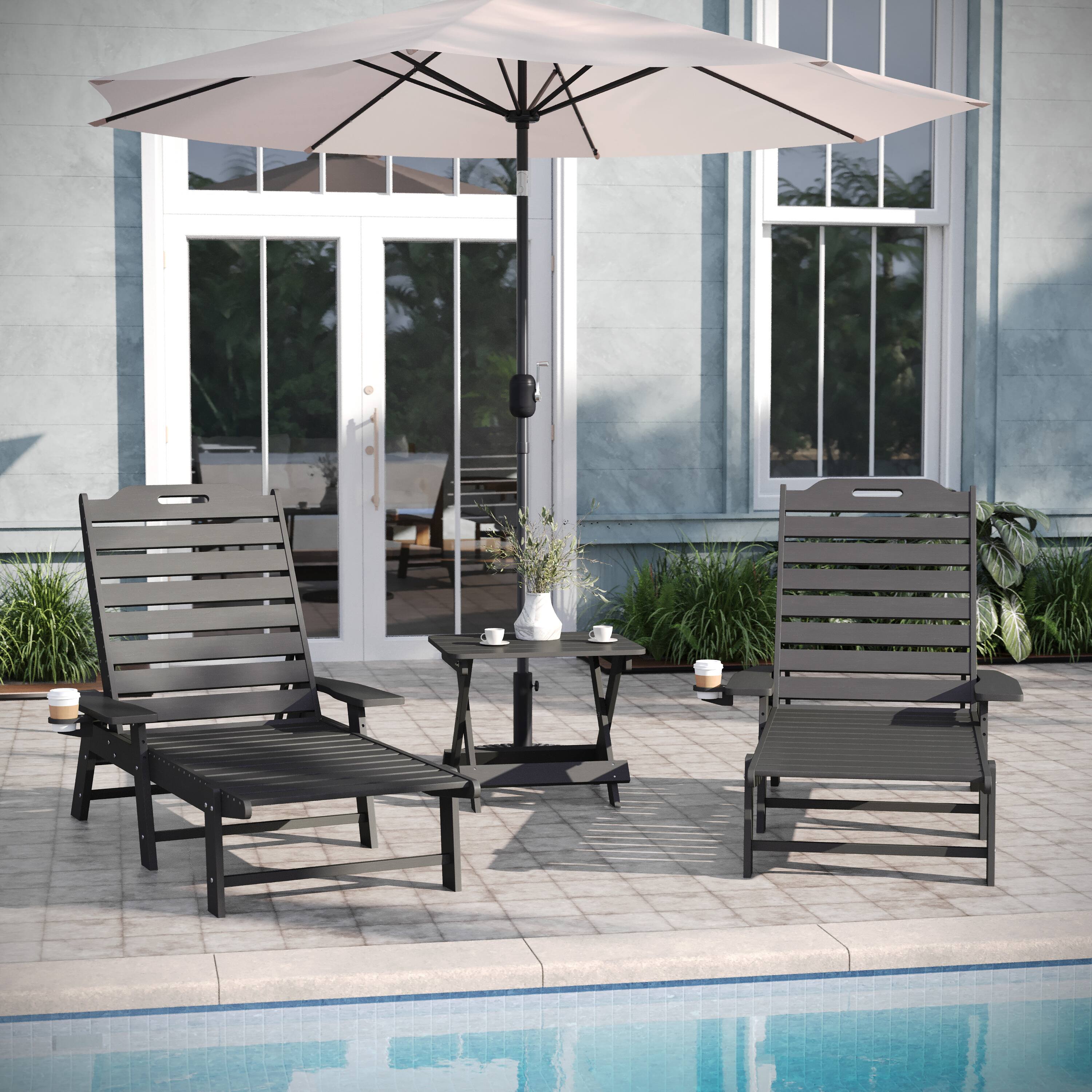 Alt View 1. Emma + Oliver - 3pc Indoor/Outdoor Set with 2 Adirondack Lounge Chairs/Folding Side Table - Gray.