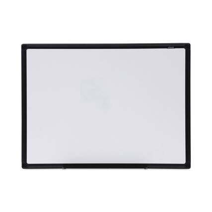 Front. Universal - Design Series Deluxe Dry Erase Board, 24" x 18", White Surface, Black Anodized Aluminum Frame.