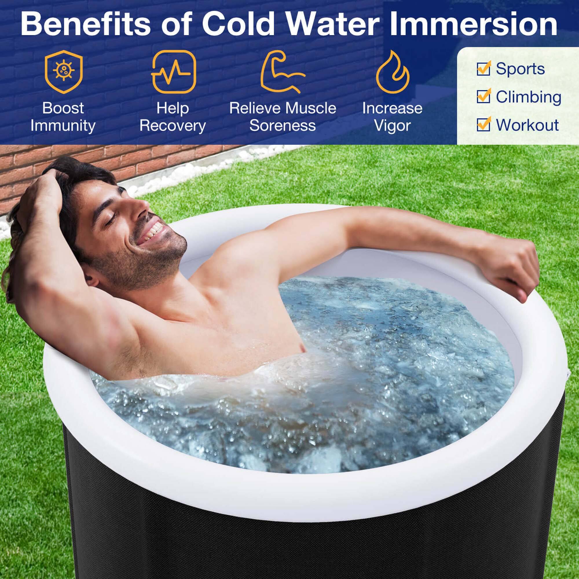 Benefits of Cold Water Immersion include boosting immunity, helping to relieve muscle soreness, increasing recovery, and providing a vigorous workout. This can be particularly beneficial for sports and climbing enthusiasts.