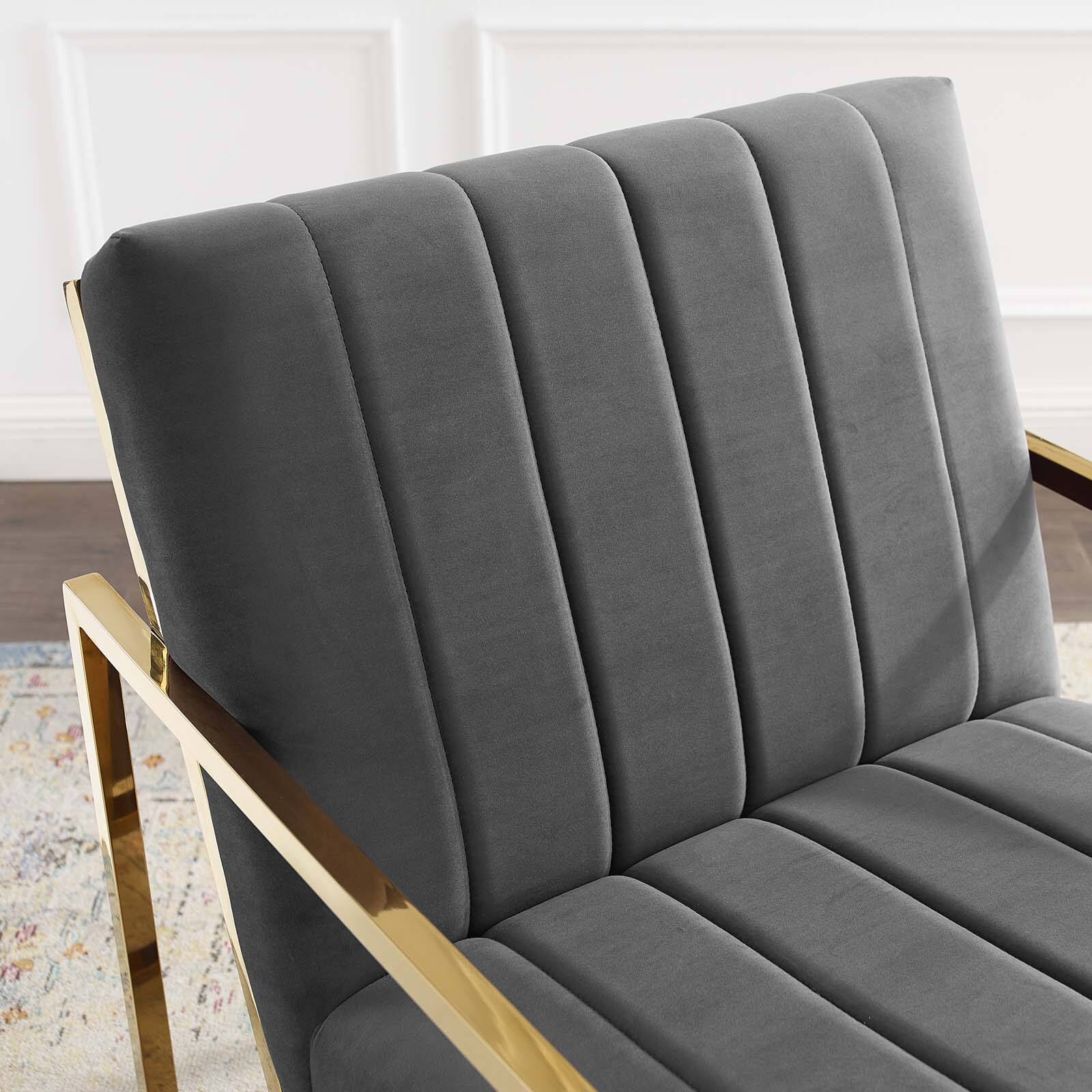 Back. Modway - Inspire Channel Tufted Performance Velvet Armchair by Modway - Charcoal.