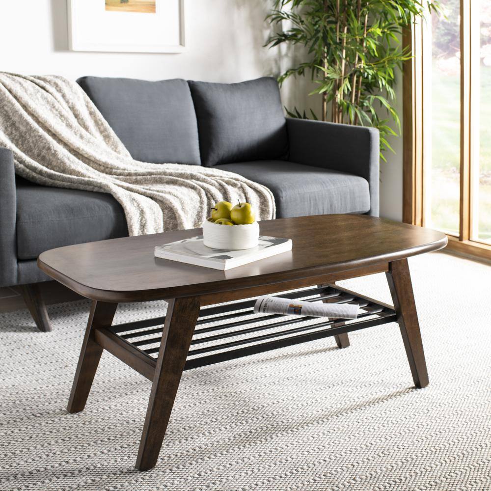 Back. Safavieh - Oren 2 Tier Coffee Table, Dark Walnut - Brown.