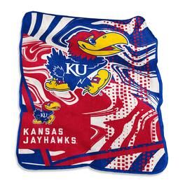 Logo Brands - Kansas Jayhawks 50" x 60" Swirl Raschel Throw Blanket - Multicolor