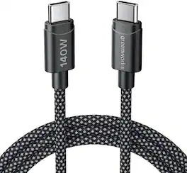 Greenworks - 3FT USB-C to USB-C Cable, 140W Fast Charging Cord, 2.0 Bi-Directional Data Transer, Durable Braided Cord