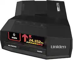MENU - + 0 mph 1 K 24.152 GHz MUTE/DIM Uniden MARK