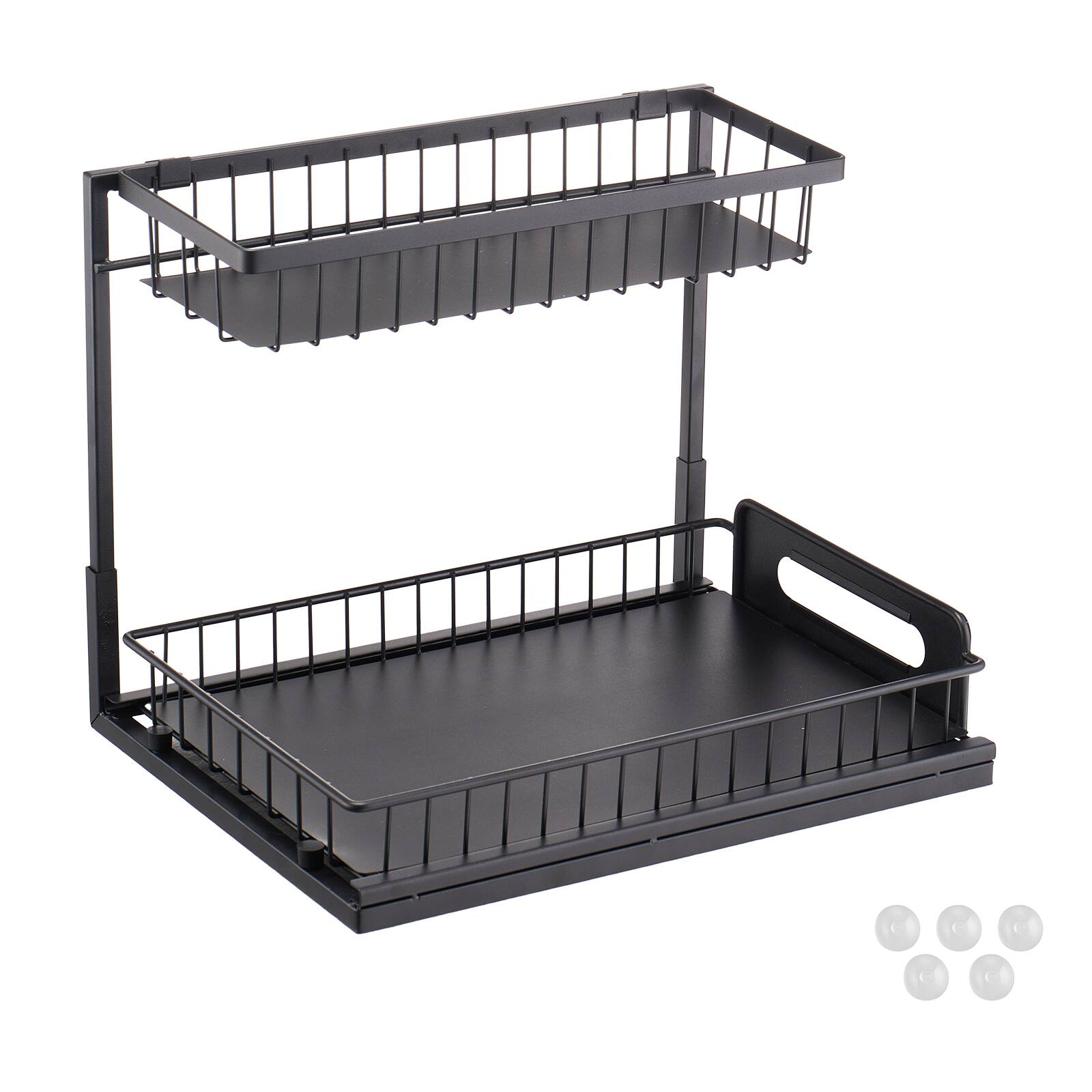 Alt View 5. VEVOR - 2 Tier Pull Out Cabinet Organizer(10.7"W x 14.2"D ), Under Sink Organizer and Storage,Slide Out Drawer Cabinet Organizer - Black.