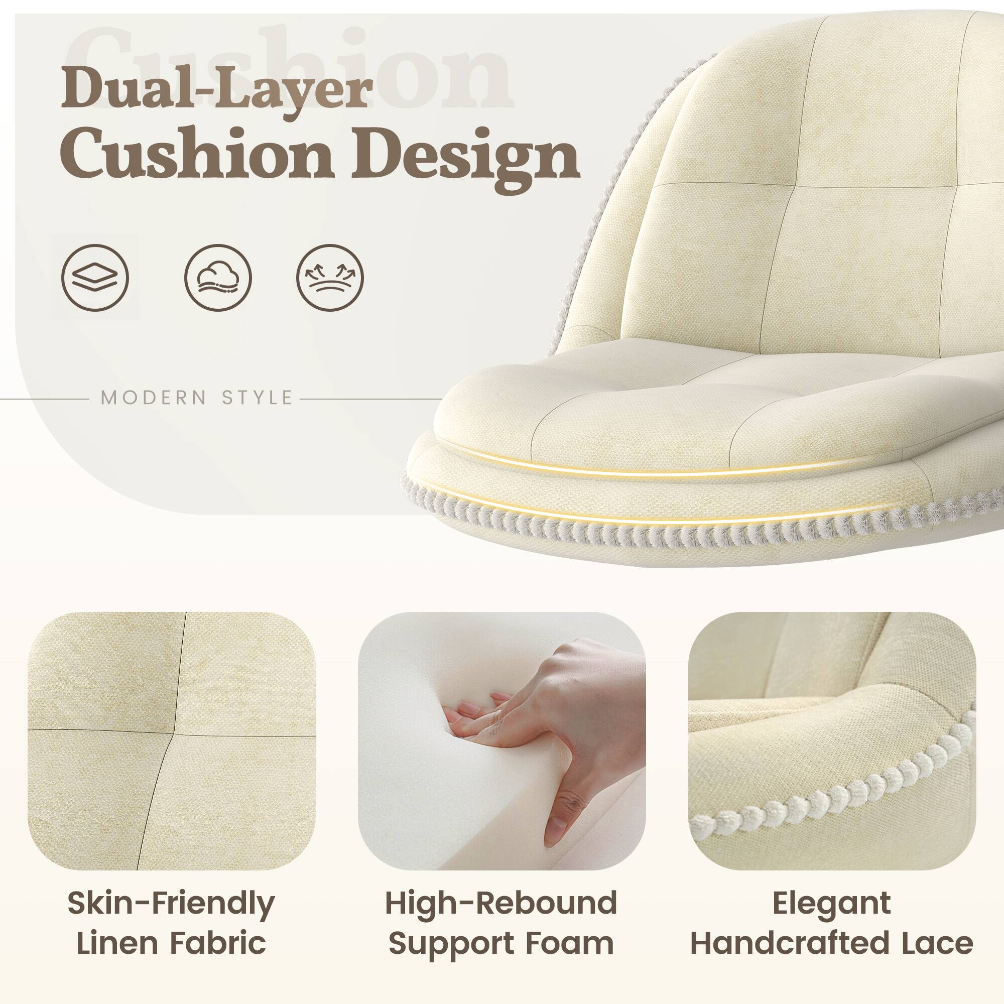 Dual-Layer Cushion Design

MODERN STYLE

- Skin-Friendly Linen Fabric
- High-Rebound Support Foam
- Elegant Handcrafted Lace