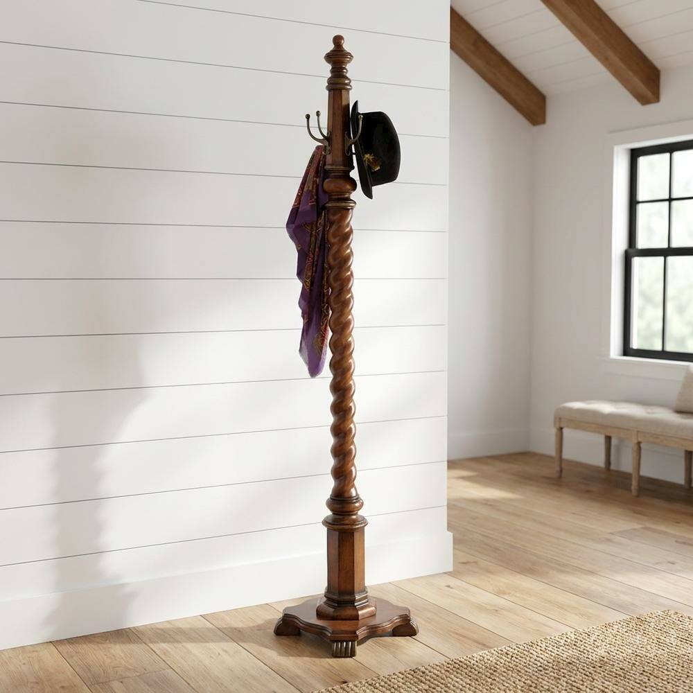 Alt View 5. Starlight Canyon Home - Traditional Wood Hall Tree Coat Rack Floor Stand with Hooks for Entryway - Dark Brown.