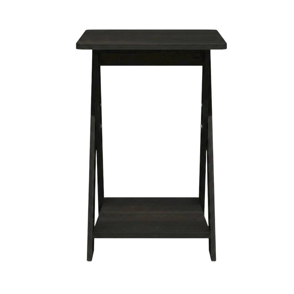 Back. FurniFact - Black espresso end table with sleek surface and versatile design - Black Espresso.