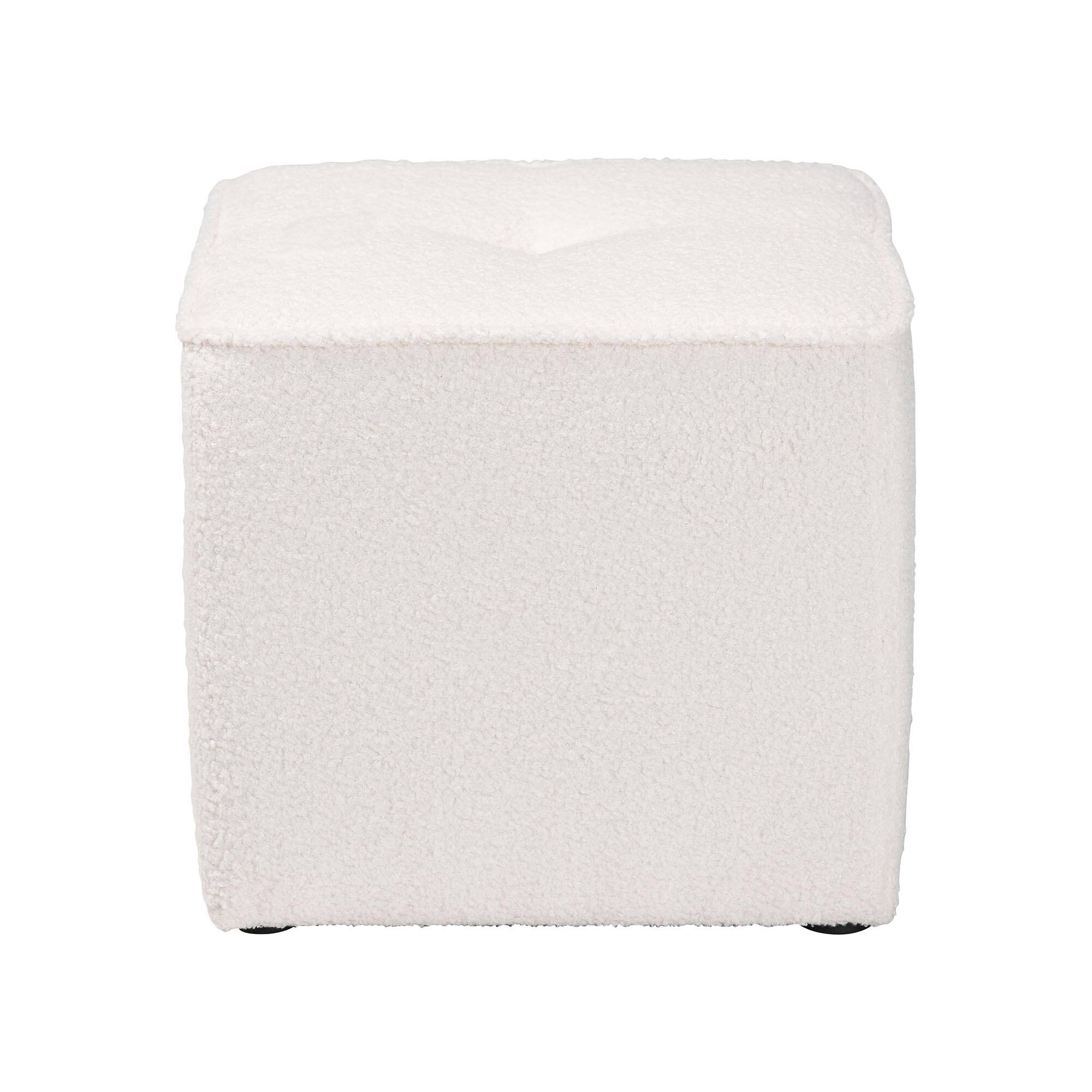 Angle. Baxton Studio - Isaiah Modern and Contemporary Boucle Upholstered Ottoman - Ivory.