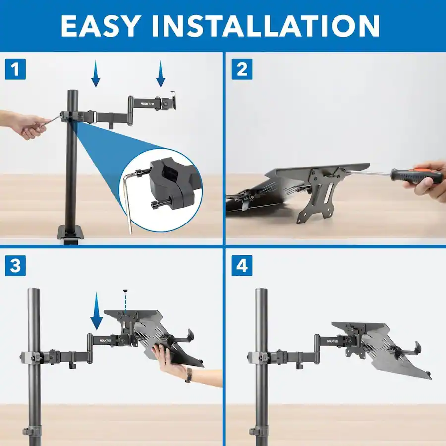 Apollo Computer Mounts Mount It! Universal Laptop Pole Mount Tray with Tilt, Swivel & Rotation ...