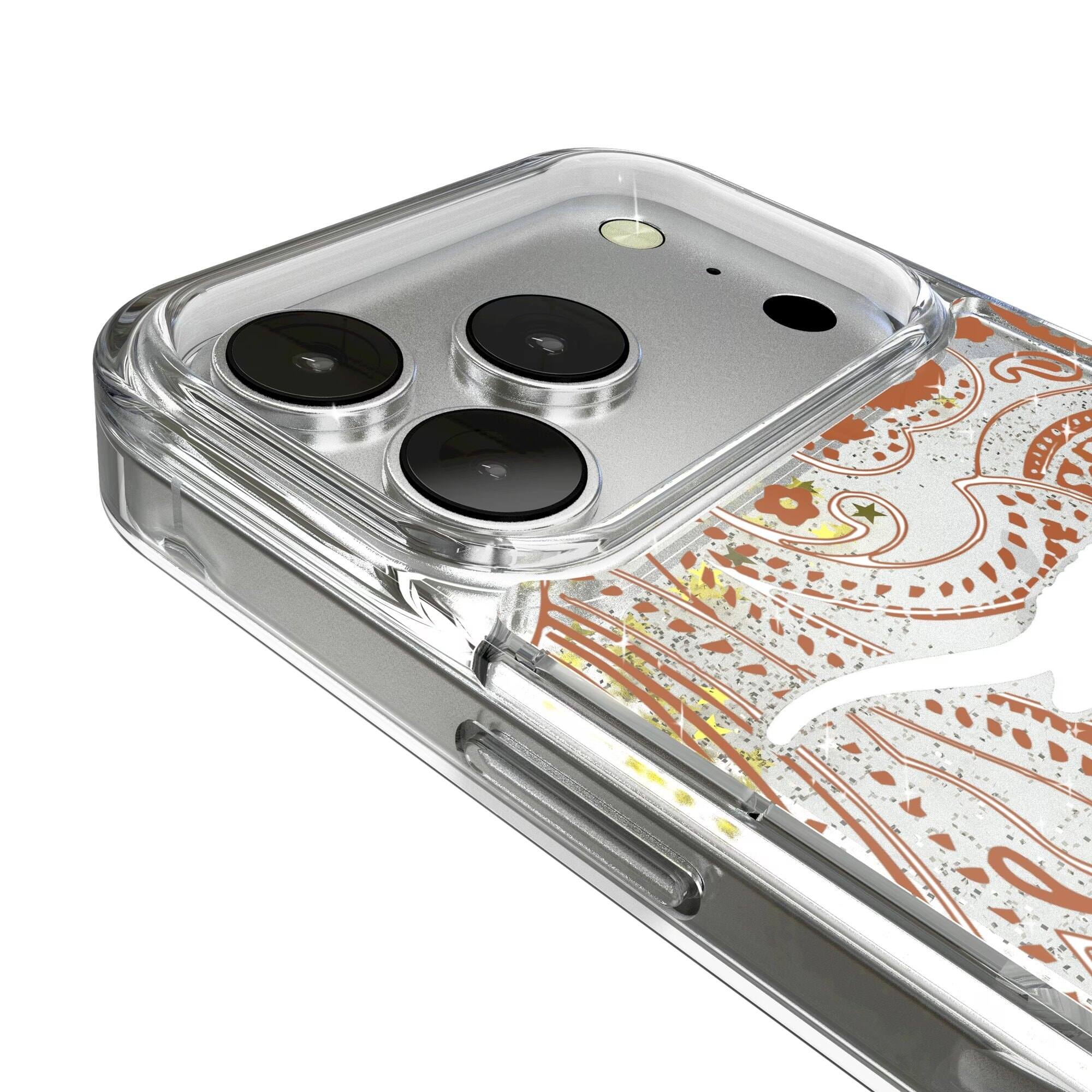 Alt View 2. Keyscaper - Texas Longhorns iPhone Glitter Paisley Design Case - 13 Pro Max - Multicolor.