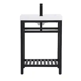 Elegant Kitchen and Bath - 24 inch Single Bathroom Metal Vanity - Black