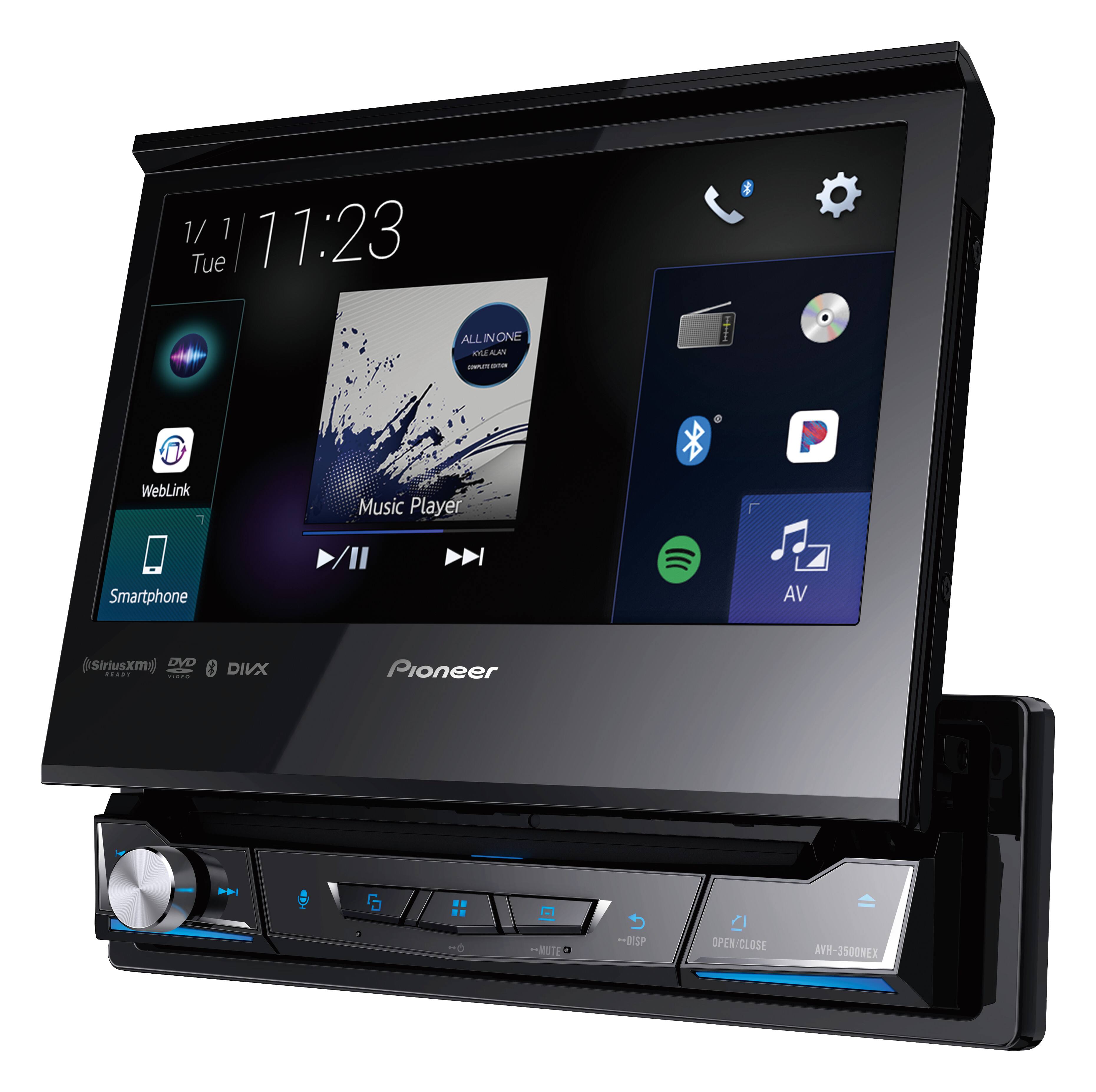 1/1 11:23 Tue ALL IN ONE mu Am carun - i  WebLink Music Player Smartphone AV Siriusxm DVD d... - 0 DIVX Pioneer   --MUTE --DISP  OPEN/CLOSE AVH-3500NEX