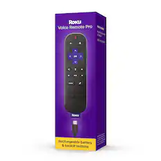 Front. Roku - Voice Remote Pro (2nd Edition) | Rechargeable Replacement Voice Remote, Backlit Buttons & Hands-Free Voice Controls - Black.