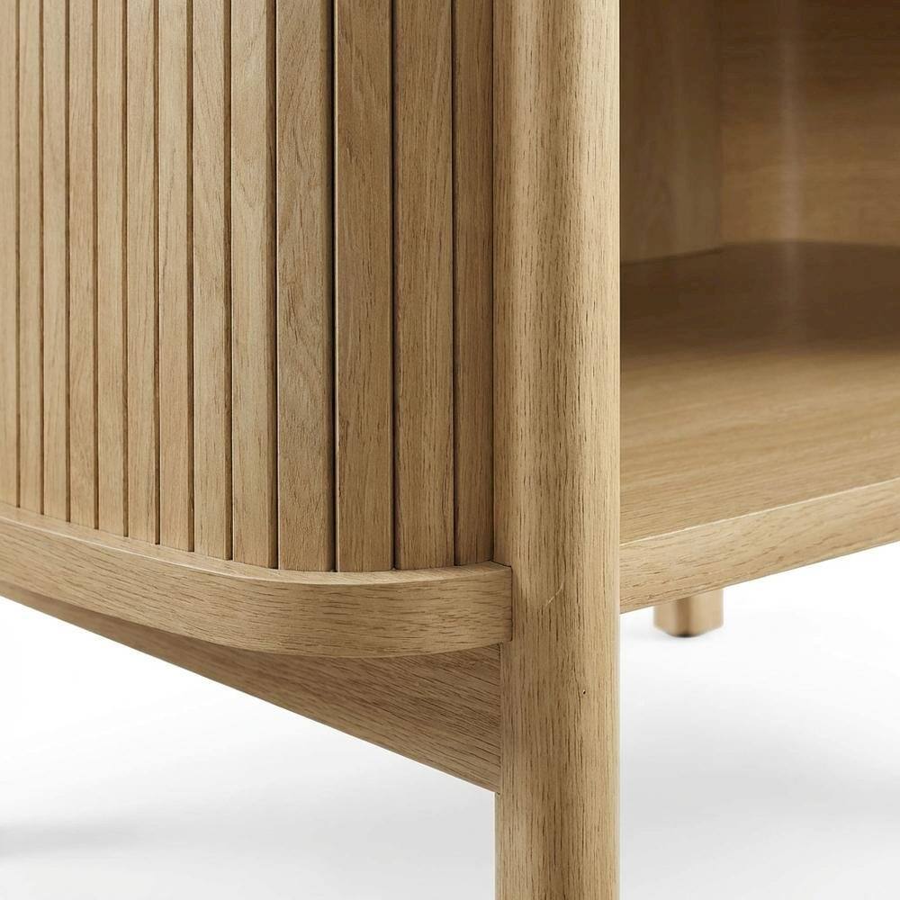 Alt View 1. FurniFact - Brown Nightstand with Open Storage and Modern Design - Brown.