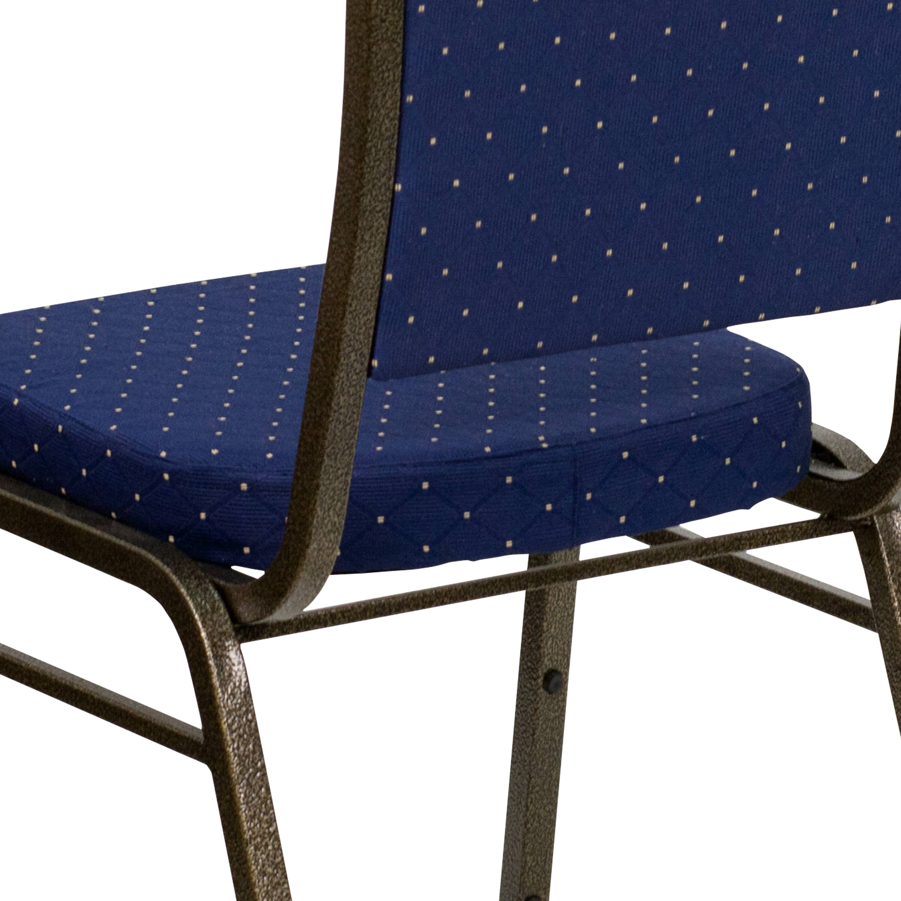 Alt View 9. Emma + Oliver - Crown Back Stacking Banquet Dining Chair - Navy Blue Dot Patterned Fabric/Gold Vein Frame.