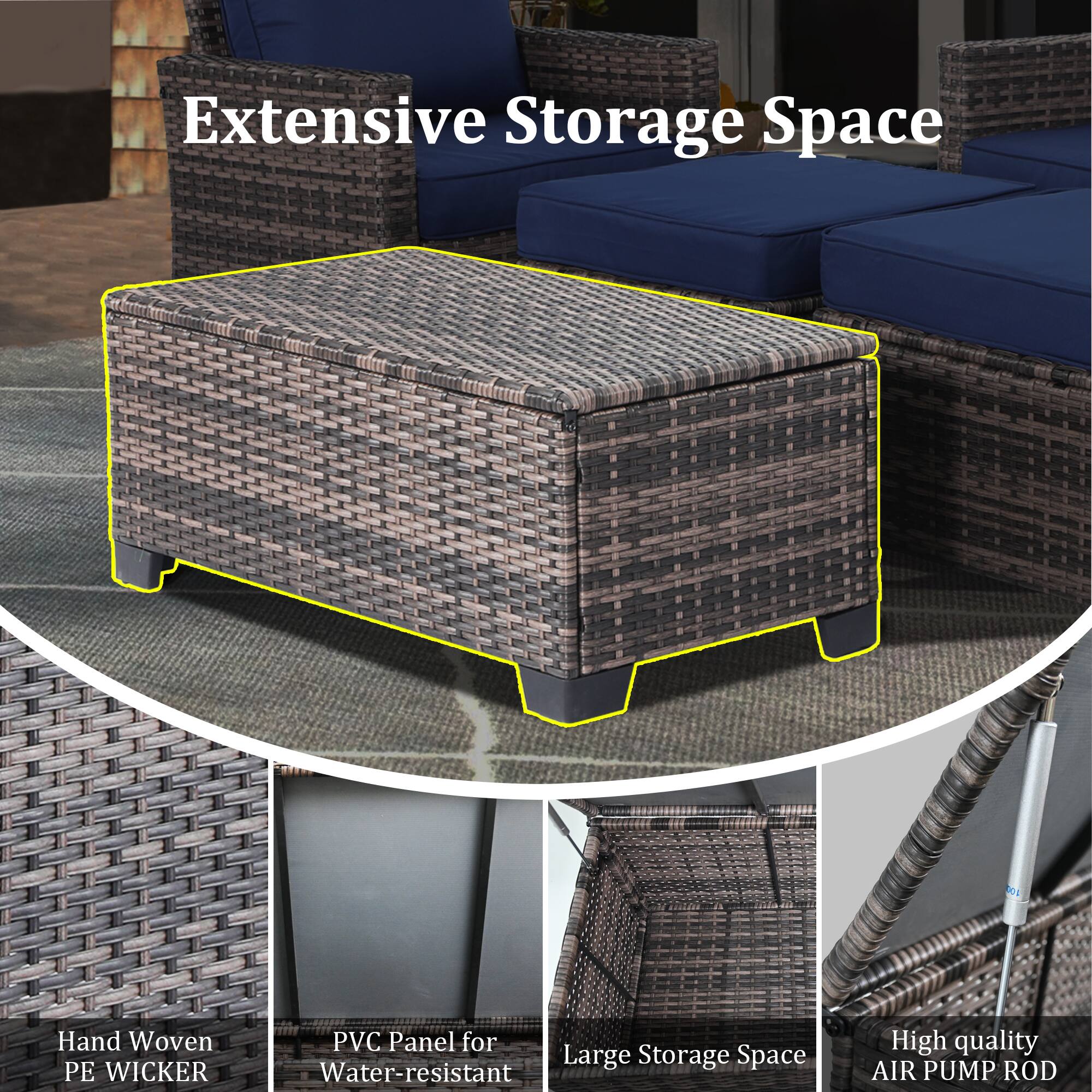 Extensive Storage Space

Hand Woven PE WICKER

PVC Panel for Water-resistant

Large Storage Space

High quality AIR PUMP ROD