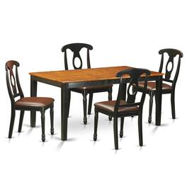 East West Furniture - 5 PC Dining room set-Dining Table and 4 Wood Dining Chairs - Black & Cherry