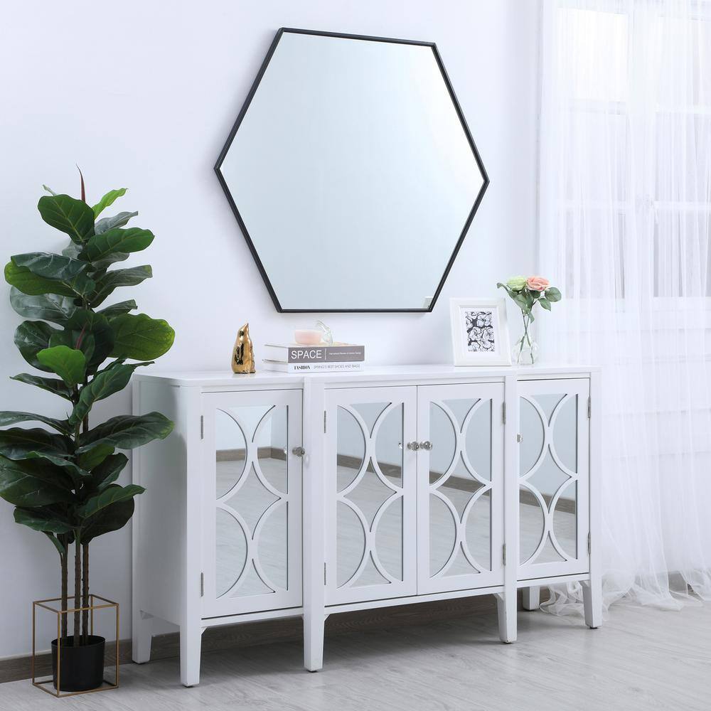 Alt View 7. Elegant Decor - Metal frame hexagon mirror 41 inch in Black - Black.